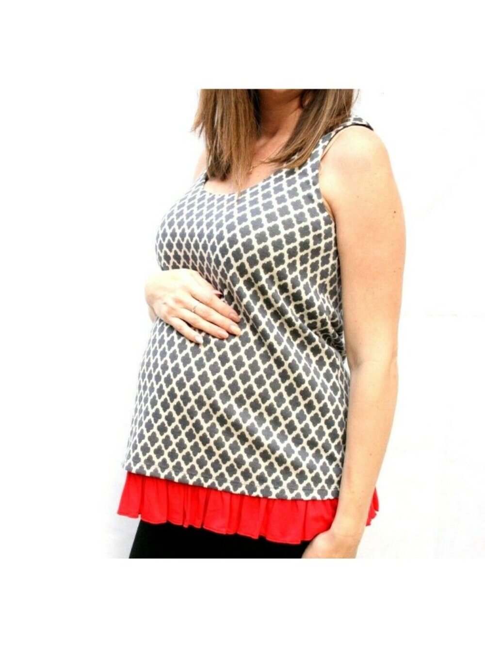 Maternal America Top Womens Size Small Sleeveless Ruffled Knit Retro Look Nwot